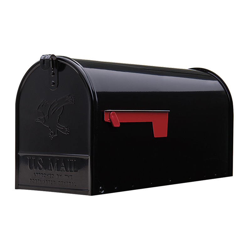 Elite Large Black Steel Post Mounted Mailbox