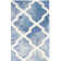 Tapis bleu / ivoire en laine touffeté à la main à motif géométrique