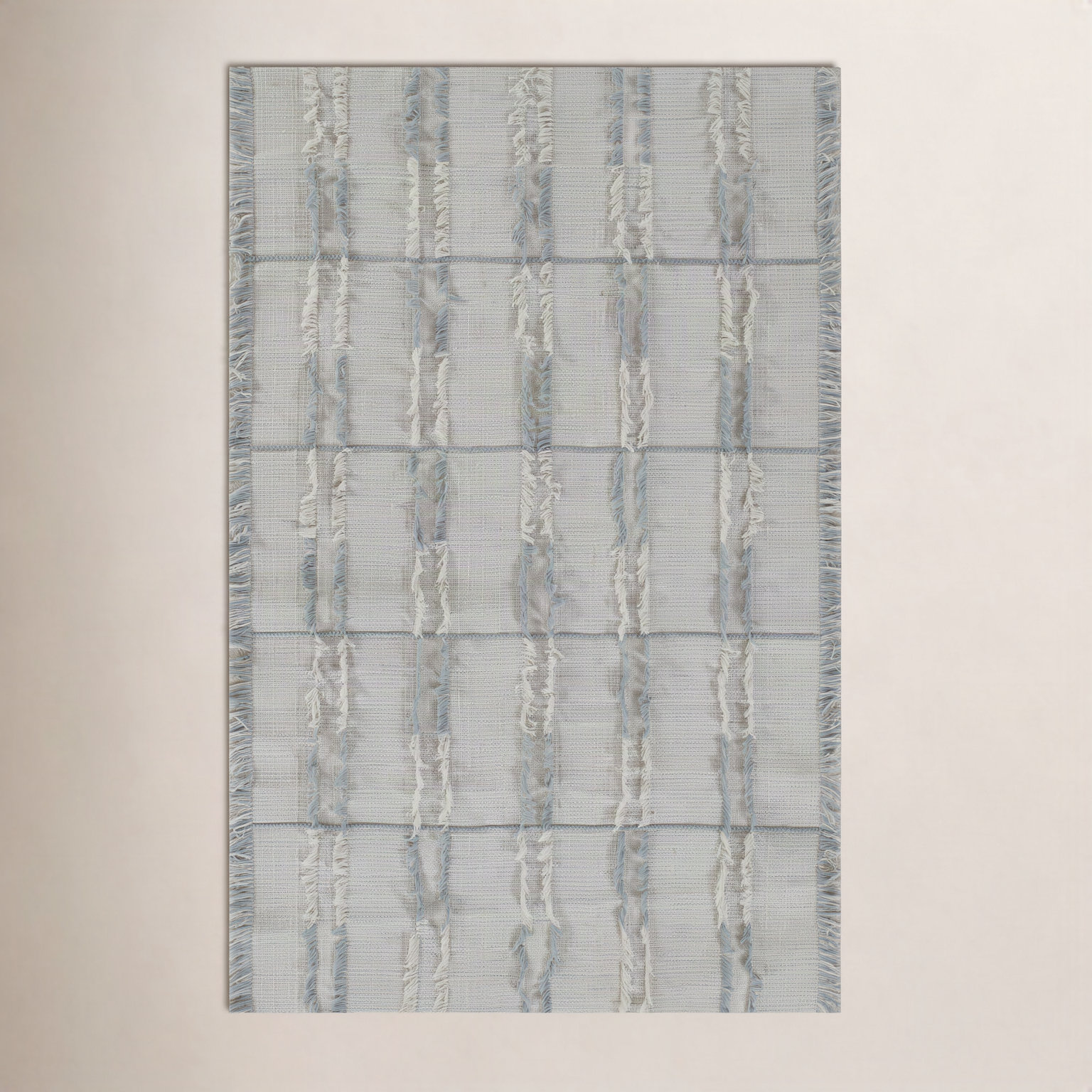 Cecilia Blue Ivory Hand-Woven Outdoor Rug, Rectangle 3'6" x 5'6"