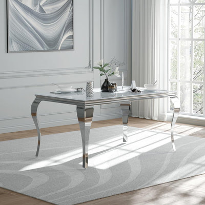 Kenzingtyn Glass Top Metal Base Dining Table