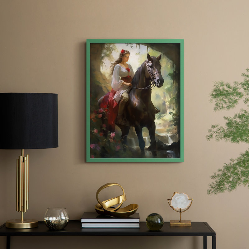 WOMEN Series CDXCIV Framed Print - Solid Wood, 30" H x 24" W, Green