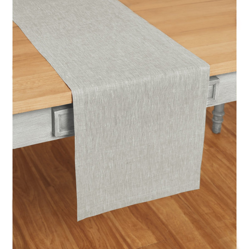 100% Pure Linen Table Runner - Athena, 36" x 14", Oyster Gray