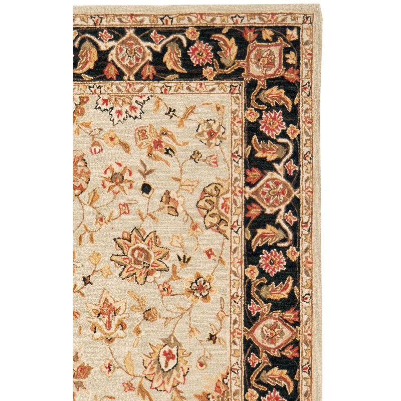 Hollander Hand-Hooked Wool Ivory Area Rug, Rectangle 6' x 9'