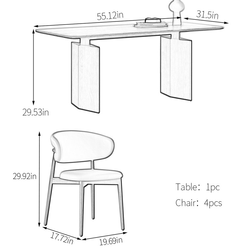 Ensemble de table de salle à manger rétro Vintage, Brun, 5, H 29,53 po x L 55,12 po x l 31,5 po