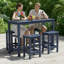 Ensemble de bar extérieur 5 pièces en PEHD pour 4 personnes - 4 tabourets et 1 table rectangulaire, toutes saisons pour la piscine, le jardin ou le balcon-639538501-651222846