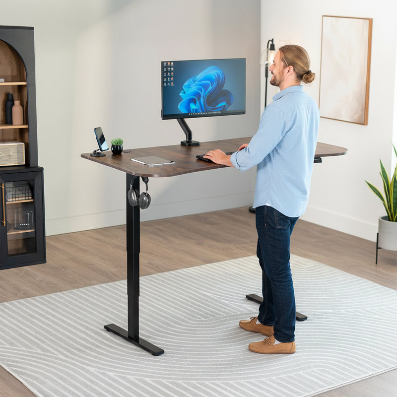 Adjustable Height Steel Standing Desk, Vintage Brown/Black
