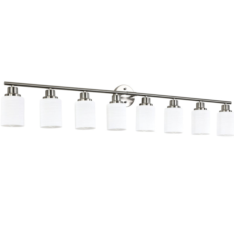 8- Bathroom Wall Sconce In Brushed Nickel With Frosted Glass, Modern Design For Hallway & Bedroom, Rust- Material, Soothing , Quick Setup Vanity Lamp, Finish And Glass Shade, Fit Bathroom, Hallway,
