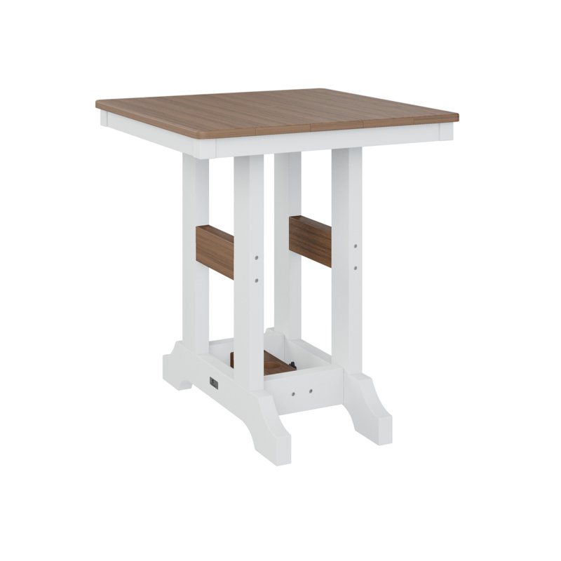 Berlin Gardens Garden Classic Regular Top With White Base Square Bar Table, Antique Mahogany, 35.5" H x 28" W x 28" D