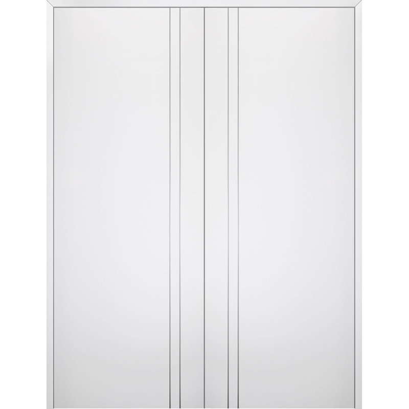 Porte double à panneaux Optima 2V, Blanc neige, 55,5 po x 79,37 po, Réversible