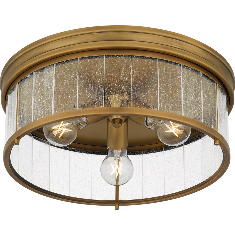 Adaiah 3-Light Weathered Brass Flush Mount