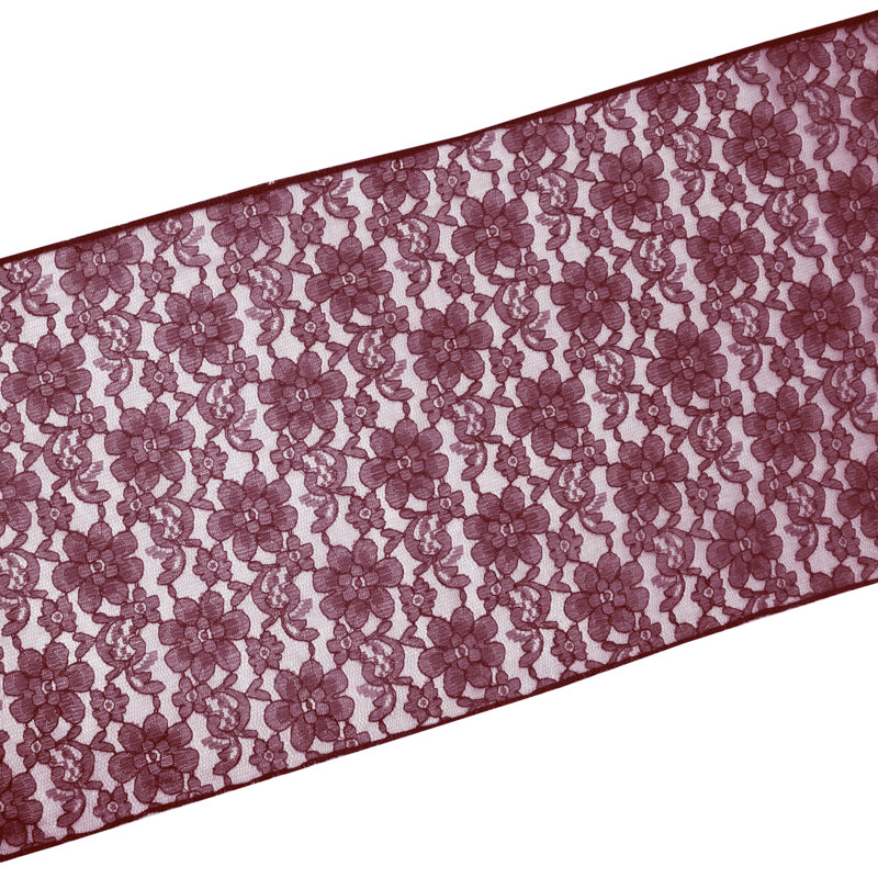 Bagdonas Floral Lace Table Runner, 12" W x 144" L, Burgundy
