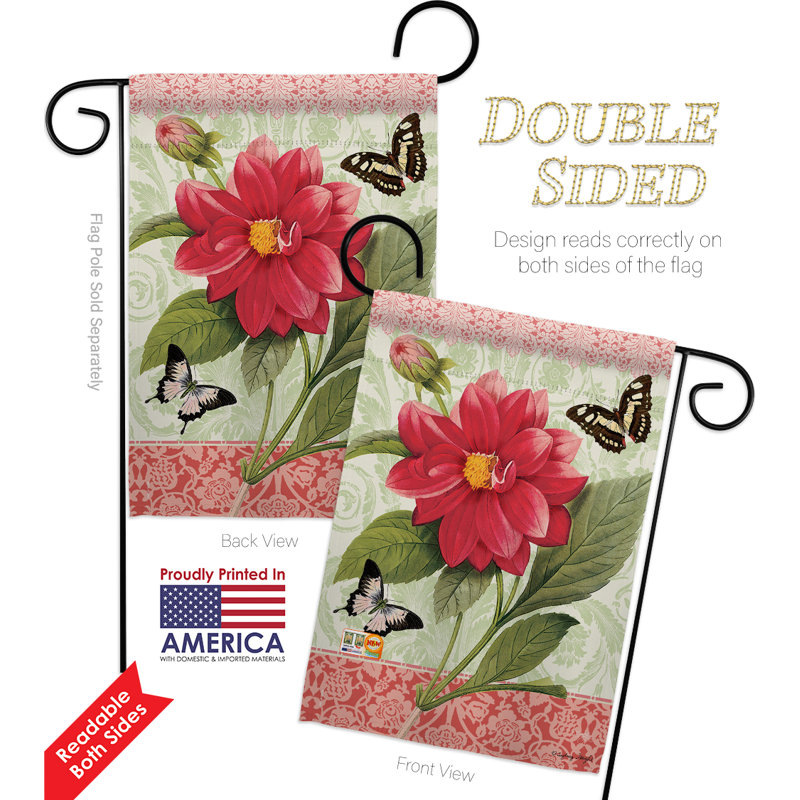 Double dahlia à ressorts décoratifs en polyester vertical de 2 côtés 19 x 13 po ensemble de drapeau