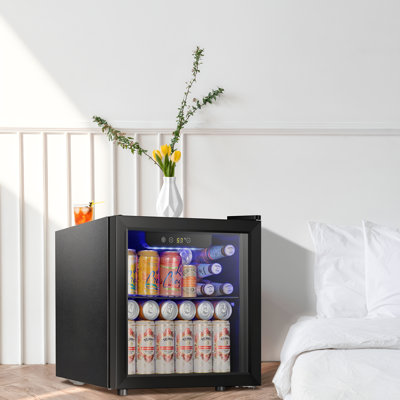 COWSAR 16.93'' W Freestanding 48 Cans (12 oz.) 1.3 Cubic Feet Beverage Cooler with Wine Storage and Reversible Door