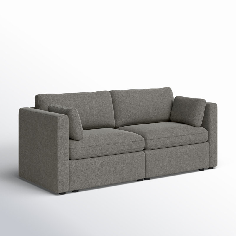 Winfree 78.8" W Upholstered Modular Sofa with Toss Pillows , Gray