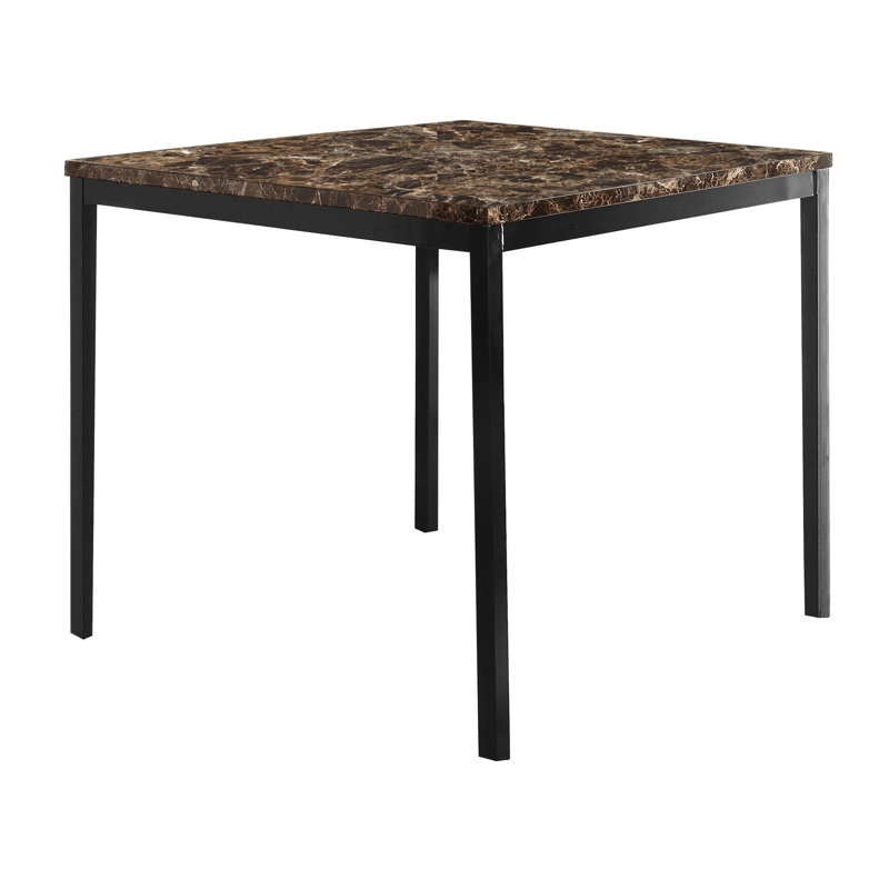 Table haute de bar 1 pièce, structure en métal, plateau imitation marbre, style transitionnel, mobilier de salle à manger