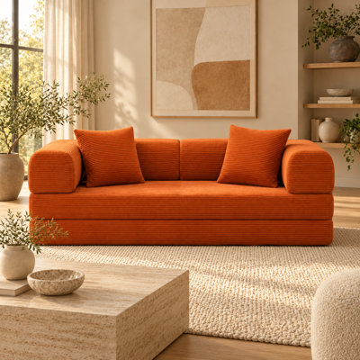80" 4-in-1 Convertible Sleeper Sofa Bed with Built-In Support Frame, Soft Corduroy Upholstery & Removable Armrests