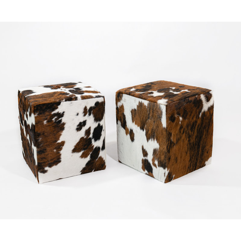 Pouf en cuir de vache kunotas - Tricolore