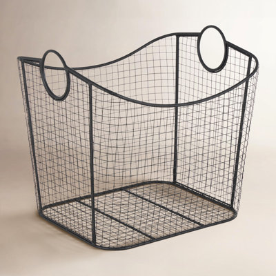 Metal Storage Basket with Ring Handles