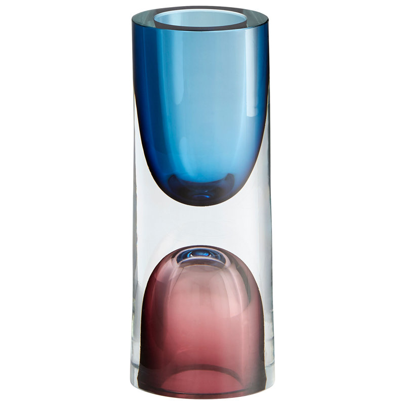 Majeure Glass Table Vase, 8.75" H x 3.25" W x 3.25" D, Purple/Blue