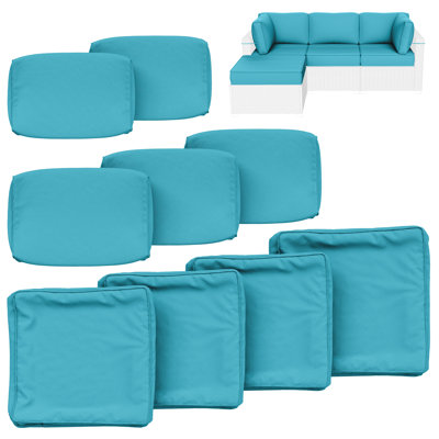 Cartert 9 Pcs Outdoor Cushion Cover Set For 3" Outdoor Cushions And Patio Furniture Cushion Covers,  Only Covers