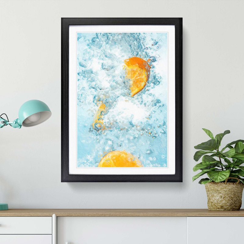 Orange in the Water - Picture Frame Painting Print, 65cm H x 48cm W x 2cm D, Black Framed