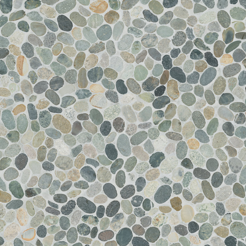 Marvella Pebble 12 in. x 12 in. Natural stone Mosaic Floor and Wall Tile, Moss Cut