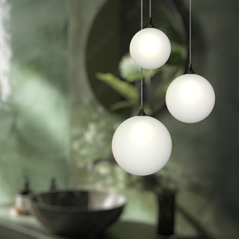 Luminaire suspendu Perla, Blanc givré, Noir, noir, noir, noir