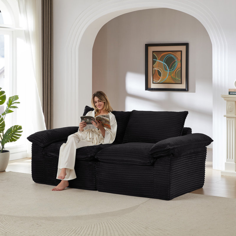 Modern corduroy cloud sofa, Black