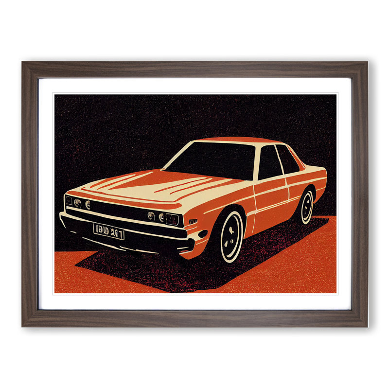 Classic Car Block Print - Framed Print, 34cm H x 46cm W x 2cm D, Walnut