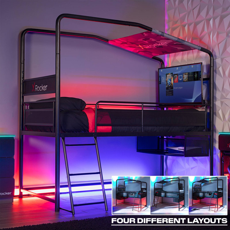 X Rocker Contra Mid Sleeper Reversible TV Gaming Bed - Black