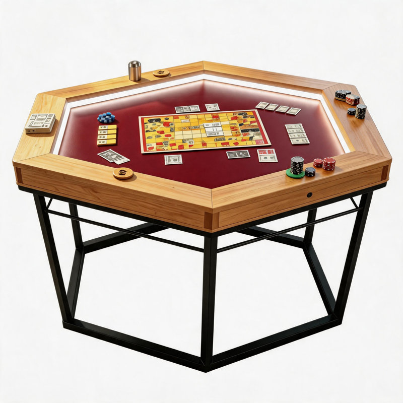 Multi-Function Dining & Game Table for 4-6 Players with Removable Game Mat, Brown