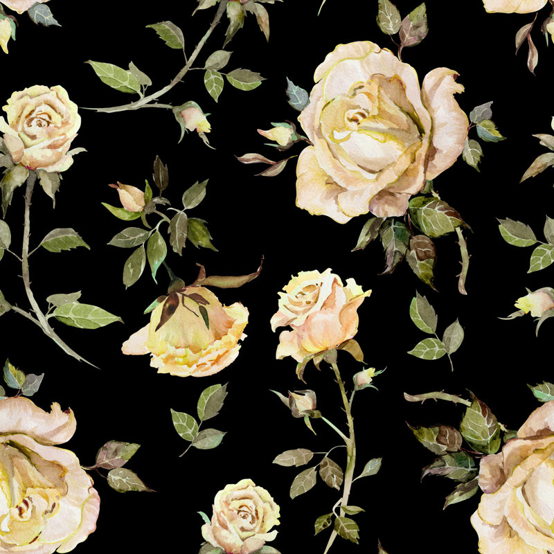 Rose sur une brindille, H 12 po x l 12 po