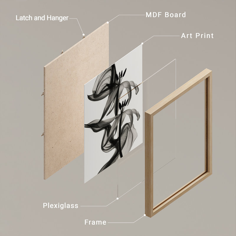 Reproduction d'art encadrée abstraite pour décoration intérieure moderne - 8 po x 10 po, Naturel, H 10 po x l 8 po