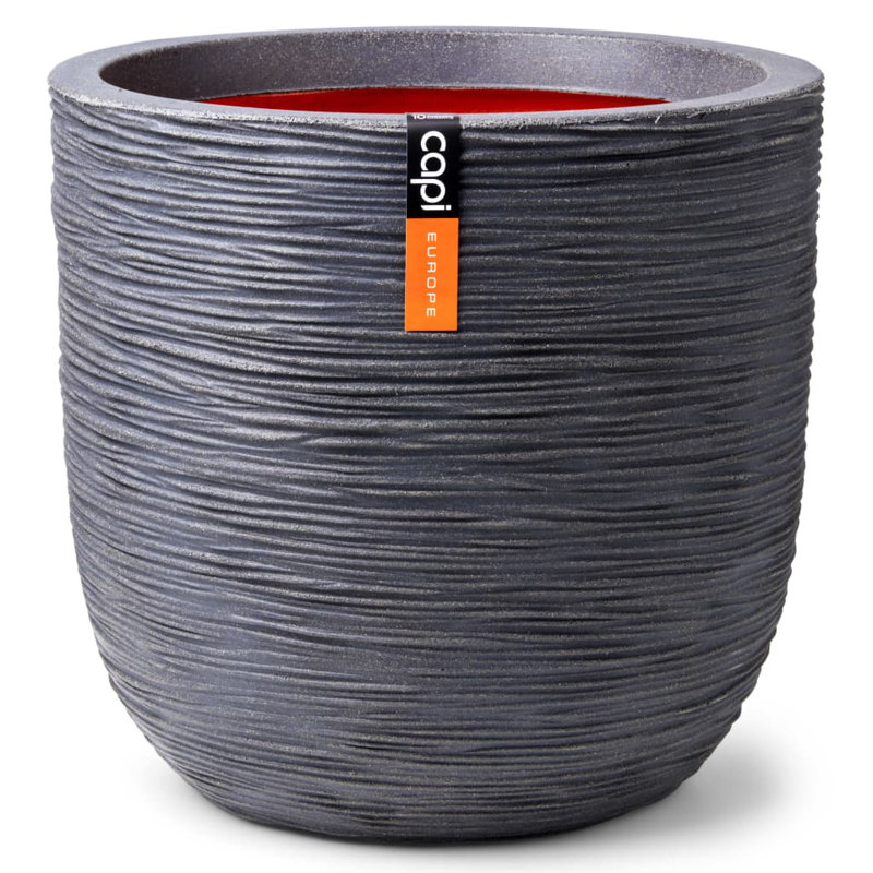 Capi Egg Planter Nature Rib, 41 cm H x 43 cm W x 43 cm D, Grey