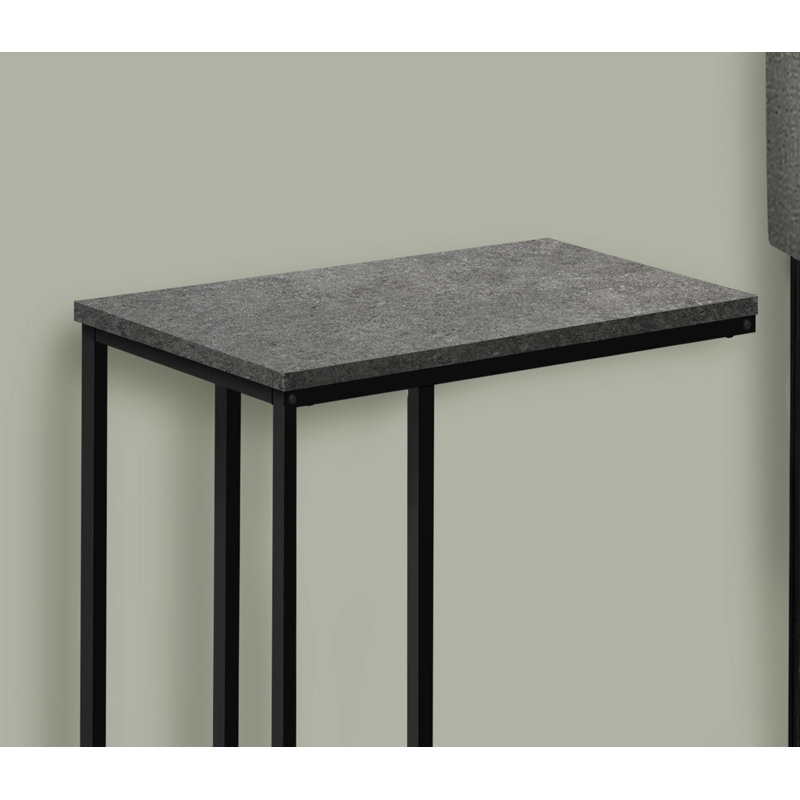 Table d'appoint, en forme de C, bout, côté, collation, stratifié gris, métal noir, contemporain, moderne, Grey
