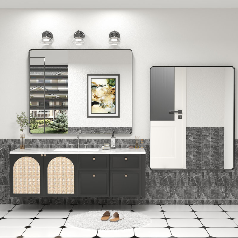 Miroir mural Aevar, Noir mat, 44 po x 36 po