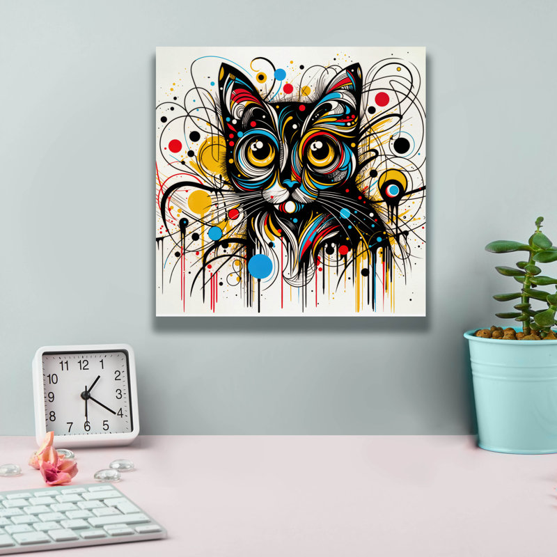  «Cat Abstract 3» par Rey Klimt, art mural sur toile, H 12 po x l 12 po x P 0,75 po