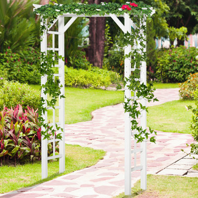 Jardin en bois de 85 pouces pour le décor de la cérémonie, vignes grimpantes à arche blanche, abat-jour avec design, bois de sapin massif, mariage et treillis en treillis extérieur facile à construire, structure idéale embellissant