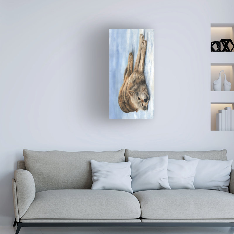 «David Stribble WOLF LAYING IN SNOW», art sur toile, H 10 po x l 19 po