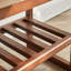 Banc de rangement en bois massif (couleur noyer), étagère de rangement en bois de hêtre avec coussin éponge à rebond élevé