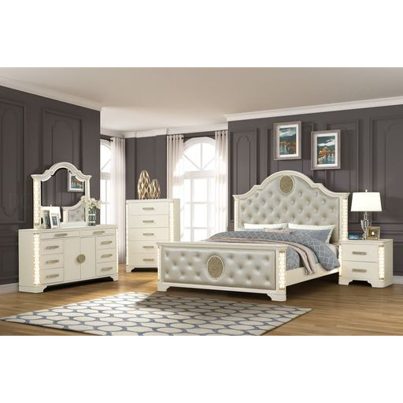 Miroir Jasmine avec éclairage latéral à DEL en bois beige