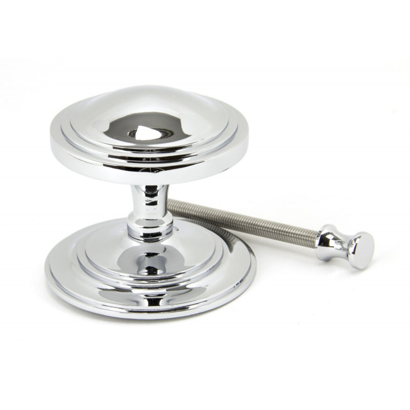 Art Deco Centre Door Knob, Polished Chrome