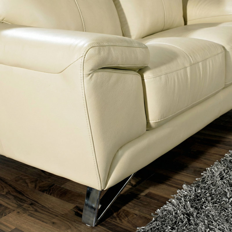Causeuse en cuir véritable Cortesi 64 po Cortesi Home, Cuir véritable crème