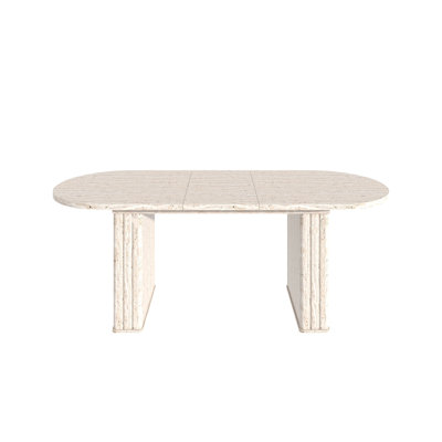 Table de salle à manger extensible pour 4 à 8 personnes, table de cuisine ovale avec base en bois pour le salon familial