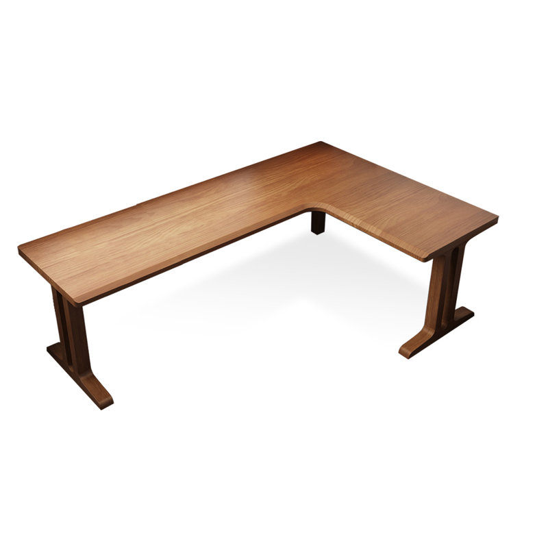 Bureau en bois massif en forme de L brun noisette, H 29,53 po x l 78,74 po x P 47,24 po, Retour à droite