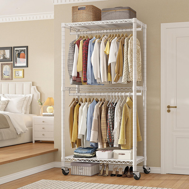 Ehan 90cm Rolling Clothing Rack