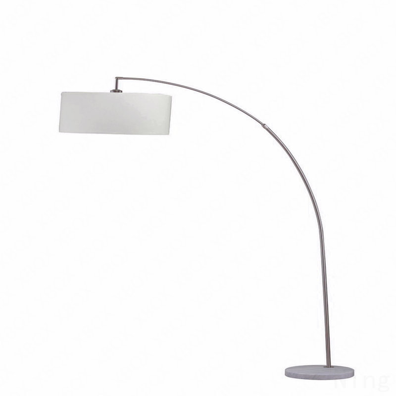 86" Tall Metal Floor Arc Lamp "Allegro", White And Brushed Silver, White