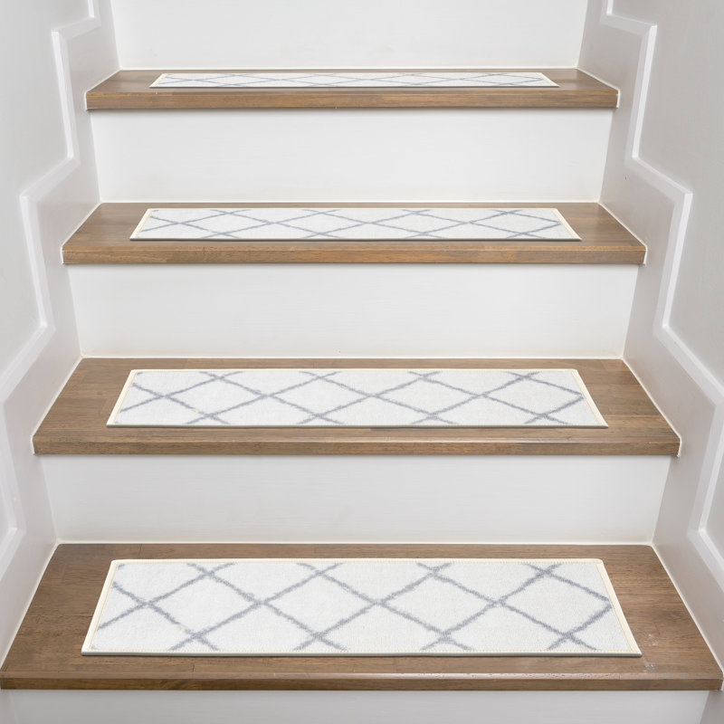 Tapis d’escalier antidérapant moderne en treillis Rummel
