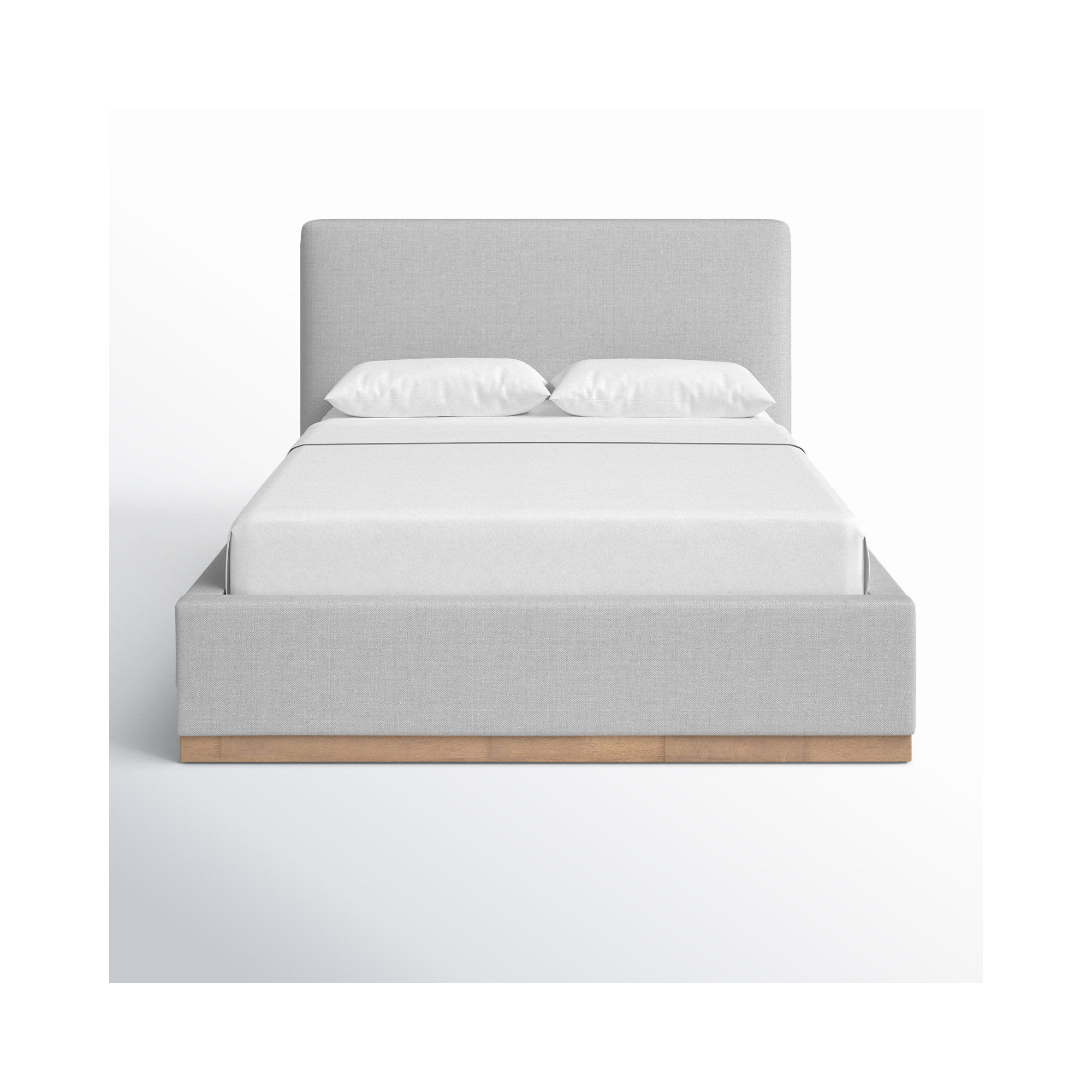 Delpha Grounded Upholstered Wood Base Bed, Stone Gray, Queen