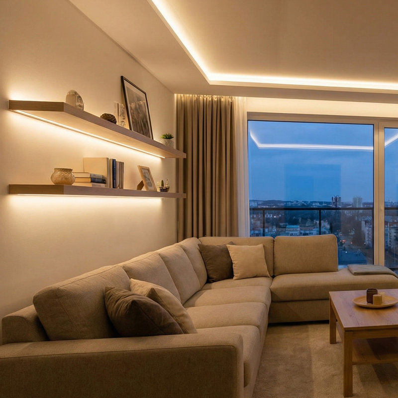 Caniveau en U à DEL de 6,6 pi / 2 m en forme de U, avec couvercle laiteux, embouts et pinces de fixation, profil en aluminium pour installation de bandes lumineuses à DEL, installation facile, pour comptoir sous l'armoire